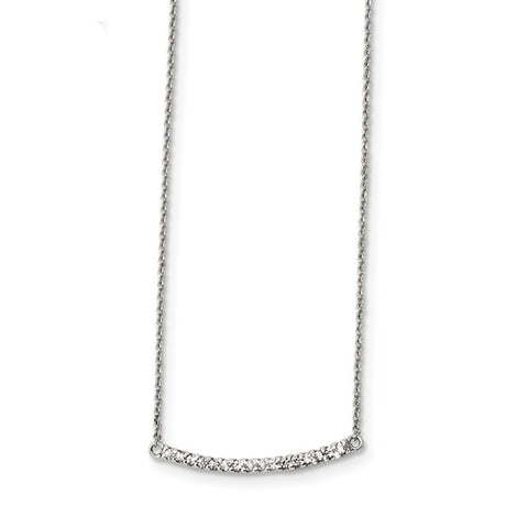 925 Sterling Silver CZ Classic Bar Necklace - Cailin's
