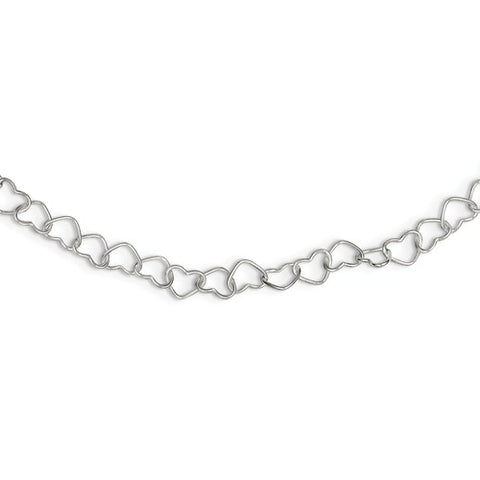925 Sterling Silver Link Hearts Necklace - Cailin's