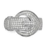 925 Sterling Silver CZ Belt Buckle Fashion Ring - Cailin's