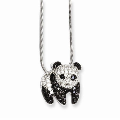 925 Sterling Silver Pavé Panda CZ Necklace - Cailin's