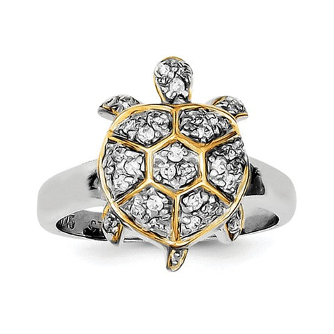925 Sterling Silver CZ GP Turtle Ring - Cailin's