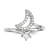 925 Sterling Silver CZ Moon With Star Ring - Cailin's
