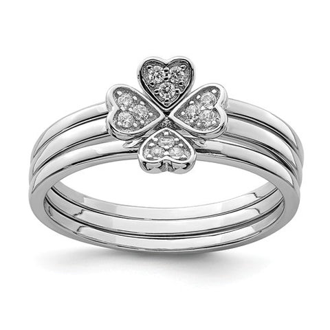 925 Sterling Silver 4 Leaf Clover CZ Rings - Cailin's