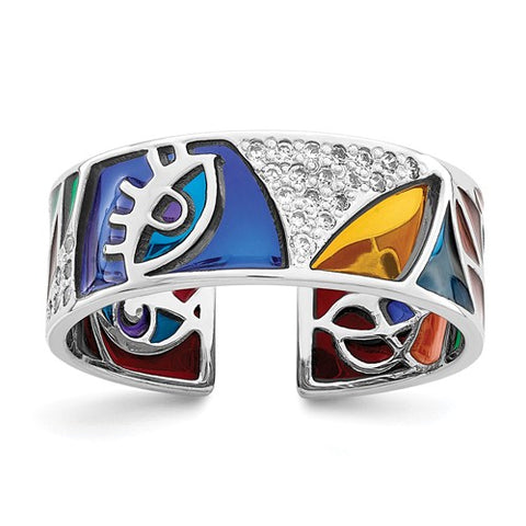 925 Sterling Silver Colourful Abstract CZ Ring - Cailin's