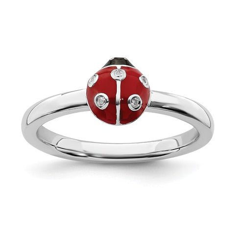 925 Sterling Silver diamond Lovely Ladybug Ring - Cailin's