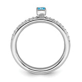 925 Sterling Silver Blue Topaz diamond Ring - Cailin's
