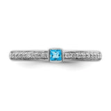 925 Sterling Silver Brilliant Blue Topaz diamond Ring - Cailin's