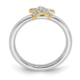 925 Sterling Silver Gold Starfish diamond Ring - Cailin's