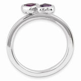 925 Sterling Silver Amethyst Twin Hearts Ring - Cailin's
