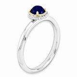 Sterling Silver Lapis 14KY Accent Cabochon Ring - Cailin's