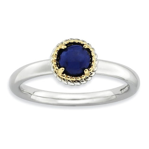 Sterling Silver Lovely Lapis Gold Accent Ring - Cailin's