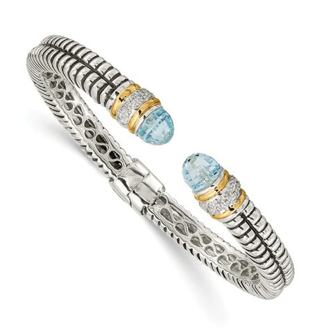 925 Sterling Silver Swiss Blue Topaz diamond Bracelet - Cailin's