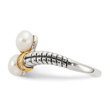 14KY Two Tone White diamond White Pearls Ring - Cailin's