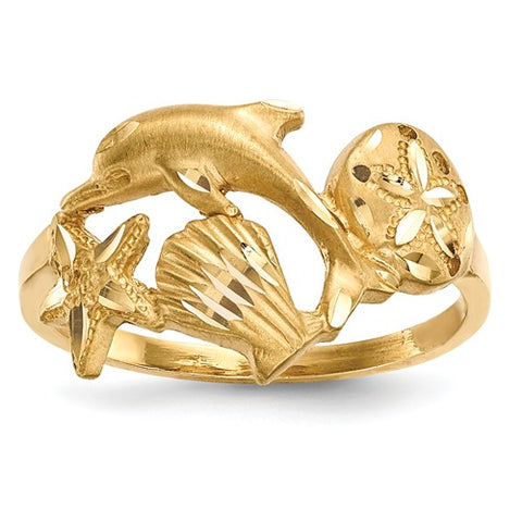 14K Yellow Gold Ocean Life Ring - Cailin's