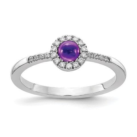 14K White Gold Genuine Amethyst diamond ring - Cailin's