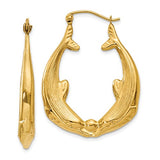 14K Yellow Gold Kissing dolphins Hoop Earrings - Cailin's