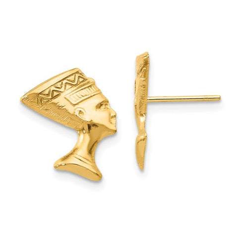 14K Yellow Gold Egyptian Queen Nefertiti Post Earrings - Cailin's