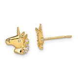 14K Yellow Gold Pretty Unicorn CZ Post Earrings - Cailin's