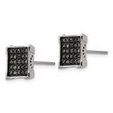 Stainless Steel Square 1/4CT Black diamond Post Earrings - Cailin's