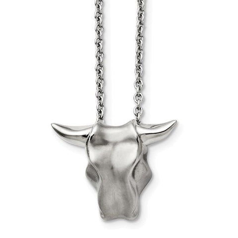 Stainless Steel Western Bull Horn Head Necklace - Cailin's