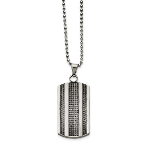 Stainless Steel One Carat Black Diamond Dog Tag Necklace - Cailin's
