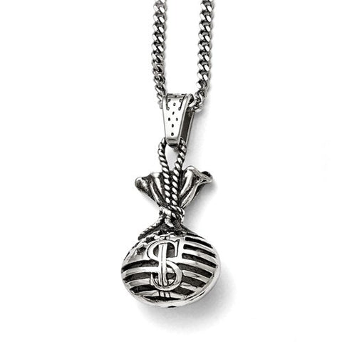 Stainless Steel Cash Money Bag 22in Necklace - Cailin's