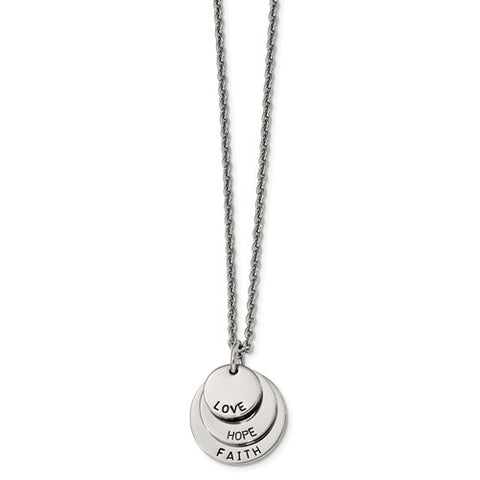 Stainless Steel Faith Hope Love Circle Charm Necklace - Cailin's