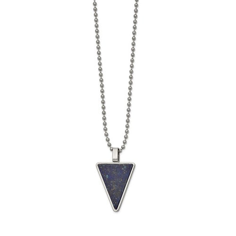 Stainless Steel Authentic Lapis Triangle Necklace - Cailin's
