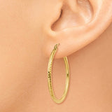 14K Yellow Gold Large diamond Cut Hoop Earrings - Cailin's