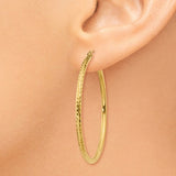 14K Yellow Gold Large diamond Cut Hoop Earrings - Cailin's
