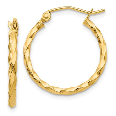 14K Yellow Gold Twirling Hoop Earrings - Cailin's