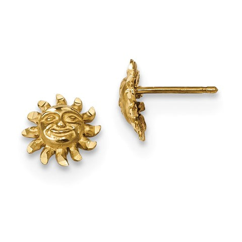 14K Yellow Gold Smiling Sun Post Earrings - Cailin's