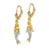 14K Yellow Gold Merry Mermaid Leverback Earrings - Cailin's