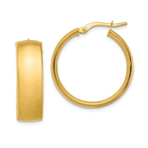 14K Yellow Gold Satin Hoop Earrings - Cailin's