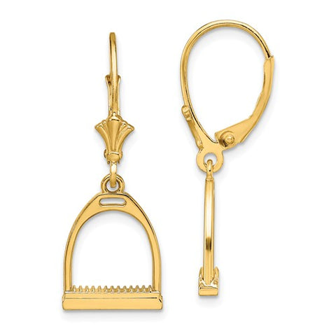 14K Yellow Gold Horse Stirrups Leverback Earrings - Cailin's