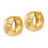 14K Yellow Gold diamond Cut Huggie Hoop Earrings - Cailin's