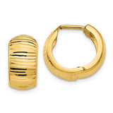 14K Yellow Gold diamond Cut Huggie Hoop Earrings - Cailin's