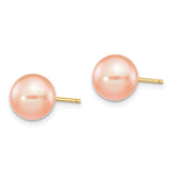 14K Yellow Gold Pink Pearl Post Earrings - Cailin's