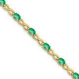 14K Yellow Gold Green Emerald Irish Infinity Bracelet