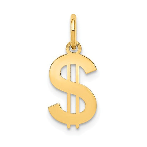 14K Yellow Gold Cash Money dollar Sign Necklace Charm - Cailin's