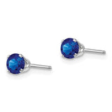 14K White Gold Genuine Blue Sapphire Post Earrings - Cailin's