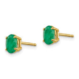 14K Gold Genuine Oval Emerald Post Earrings - Cailin's