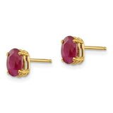 14K Yellow Gold 1.28 Oval Ruby Post Earrings - Cailin's