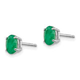14K Gold Genuine Green Emerald Oval Post Earrings - Cailin's