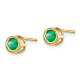 14K Yellow Gold Emerald Post Earrings - Cailin's
