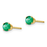 14K Yellow Gold Genuine Emerald Post Earrings - Cailin's