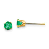 14K Yellow Gold Genuine Emerald Post Earrings - Cailin's