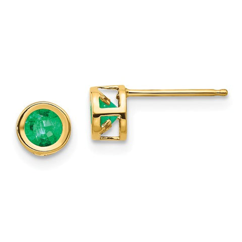 14K Yellow Gold Emerald Post Earrings - Cailin's