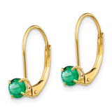 14K Yellow Gold Emerald Leverback Earrings - Cailin's