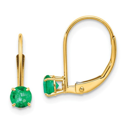 14K Yellow Gold Emerald Leverback Earrings - Cailin's
